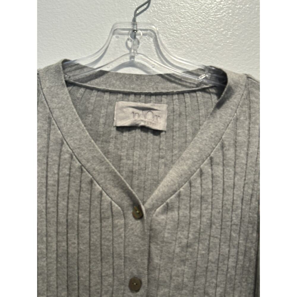 N’OR LABEL Japanese Brand‎ Gray Button Front Ribbed Cardigan - Picture 3 of 6